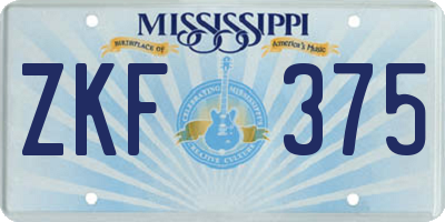 MS license plate ZKF375