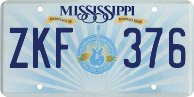 MS license plate ZKF376