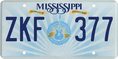 MS license plate ZKF377