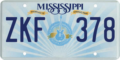 MS license plate ZKF378