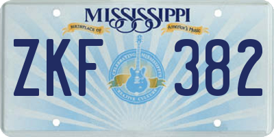 MS license plate ZKF382