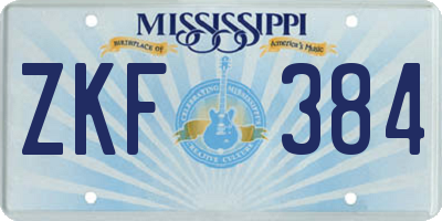 MS license plate ZKF384