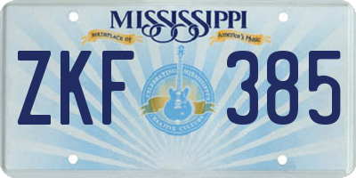 MS license plate ZKF385