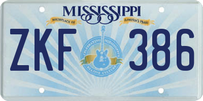 MS license plate ZKF386