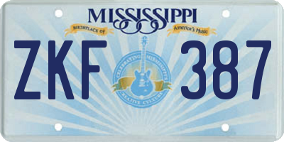 MS license plate ZKF387