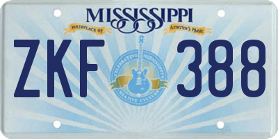 MS license plate ZKF388