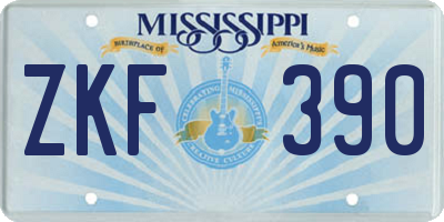 MS license plate ZKF390