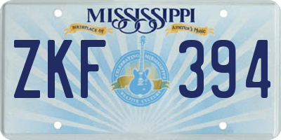 MS license plate ZKF394