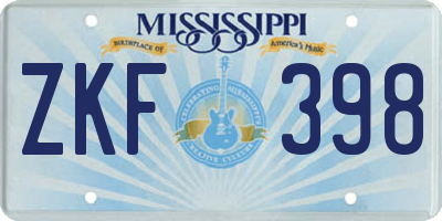 MS license plate ZKF398