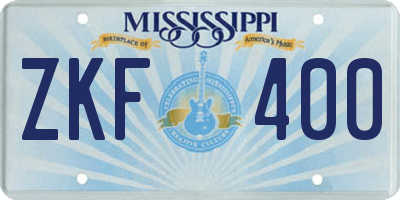 MS license plate ZKF400
