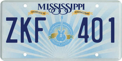 MS license plate ZKF401