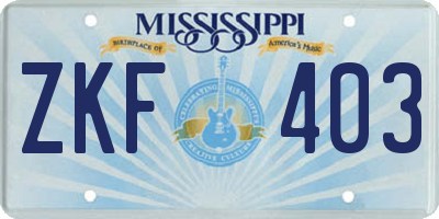 MS license plate ZKF403
