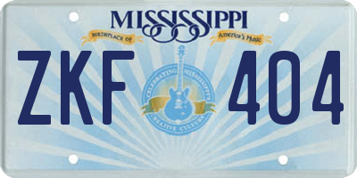 MS license plate ZKF404