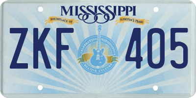 MS license plate ZKF405