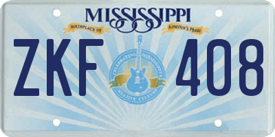 MS license plate ZKF408