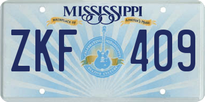 MS license plate ZKF409