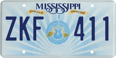 MS license plate ZKF411