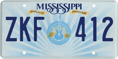MS license plate ZKF412