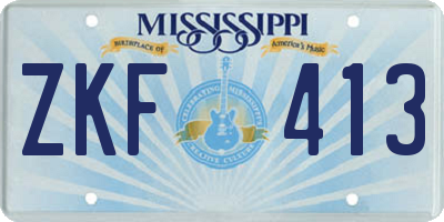 MS license plate ZKF413