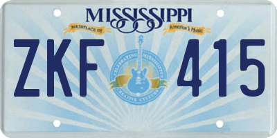 MS license plate ZKF415