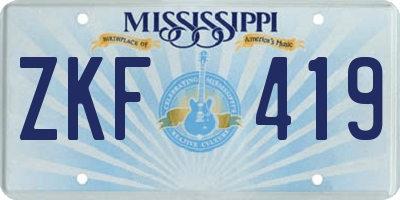 MS license plate ZKF419