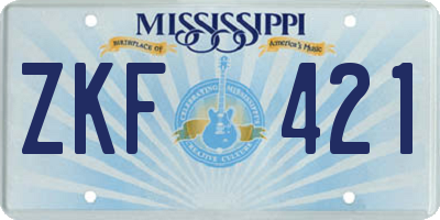 MS license plate ZKF421