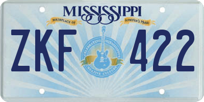 MS license plate ZKF422