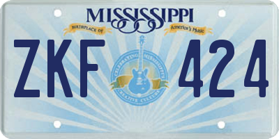 MS license plate ZKF424