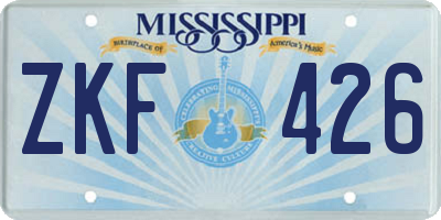 MS license plate ZKF426