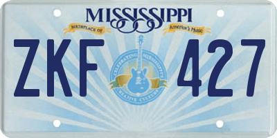 MS license plate ZKF427