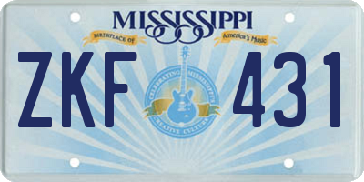 MS license plate ZKF431