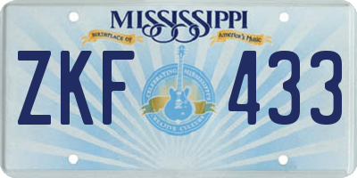 MS license plate ZKF433