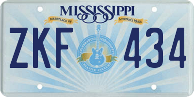 MS license plate ZKF434