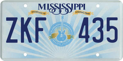 MS license plate ZKF435