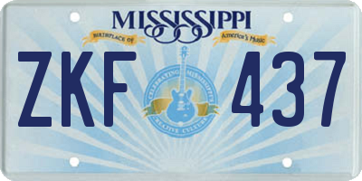 MS license plate ZKF437