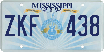 MS license plate ZKF438