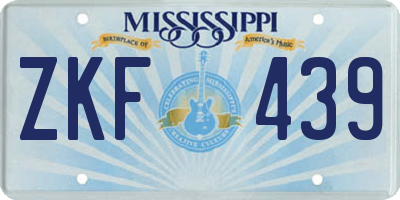 MS license plate ZKF439
