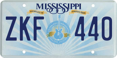 MS license plate ZKF440