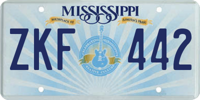 MS license plate ZKF442
