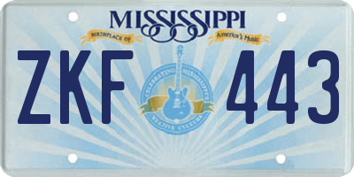 MS license plate ZKF443