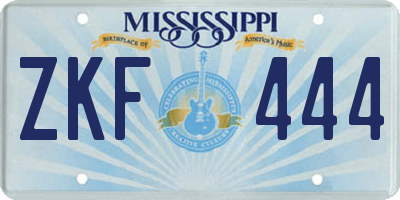 MS license plate ZKF444