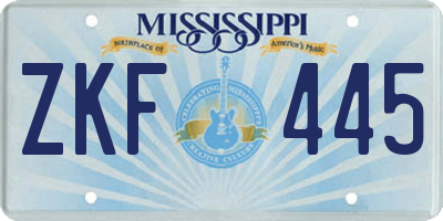 MS license plate ZKF445