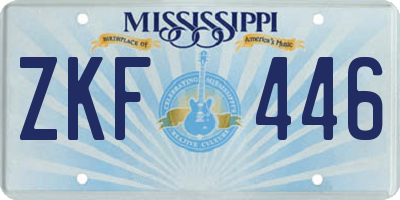 MS license plate ZKF446