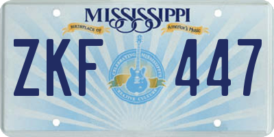 MS license plate ZKF447