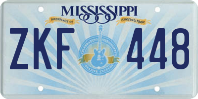 MS license plate ZKF448