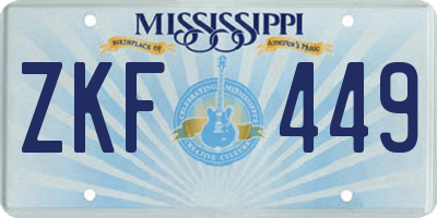 MS license plate ZKF449