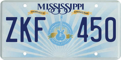 MS license plate ZKF450