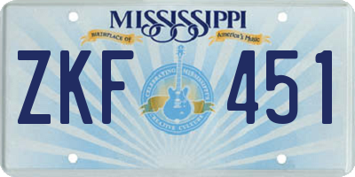 MS license plate ZKF451
