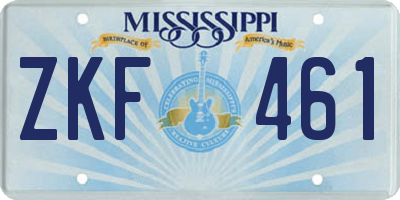 MS license plate ZKF461
