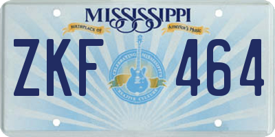 MS license plate ZKF464